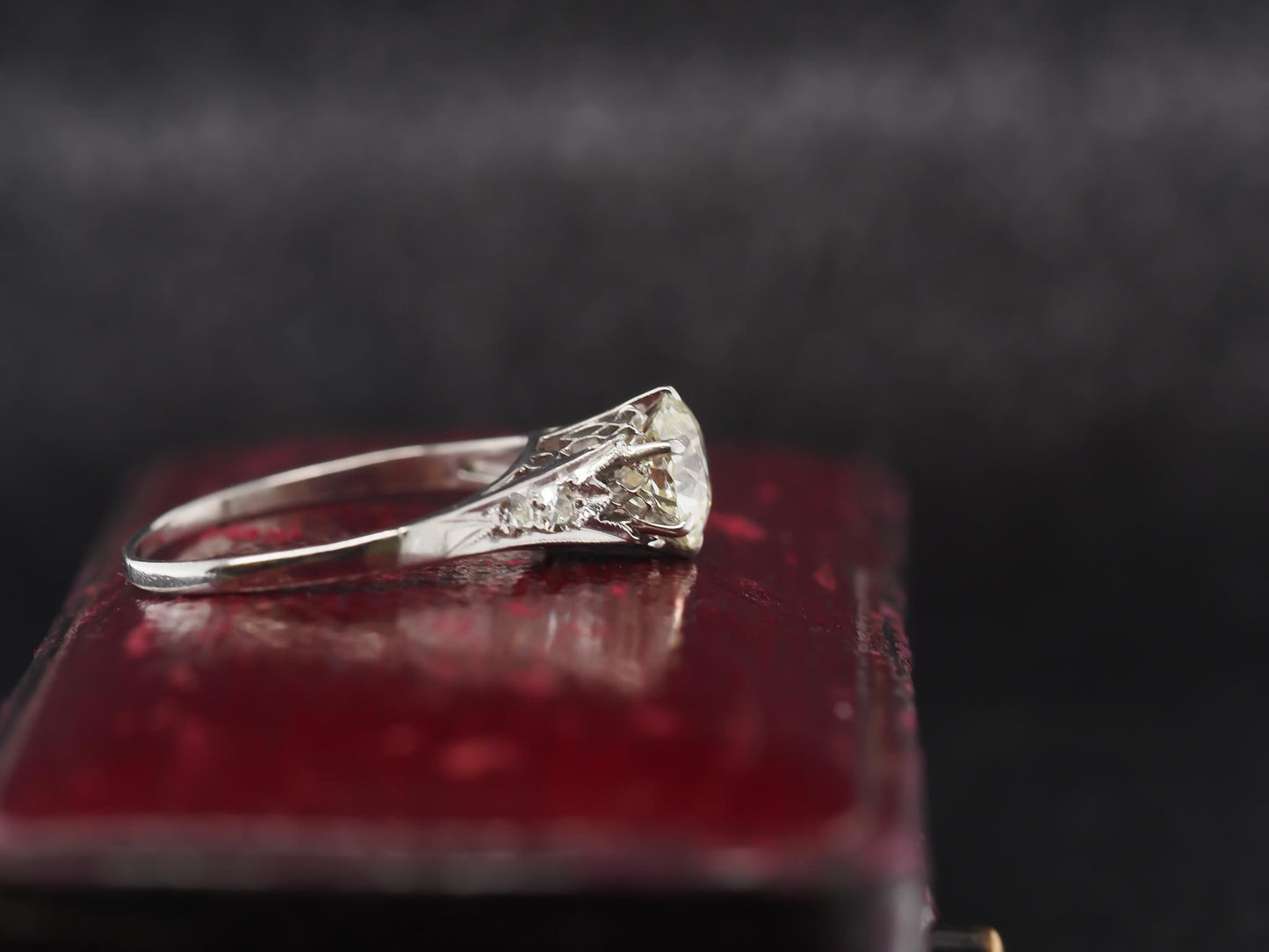 Circa 1920s Platinum Art Deco 1.06ct Old European Engagement Ring