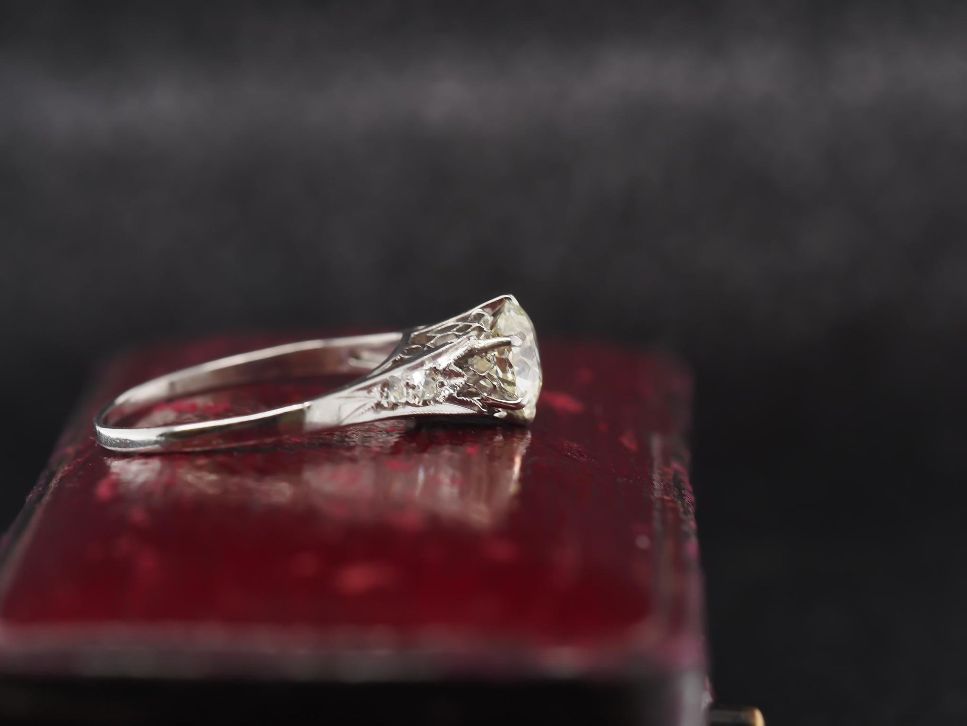 Circa 1920s Platinum Art Deco 1.06ct Old European Engagement Ring