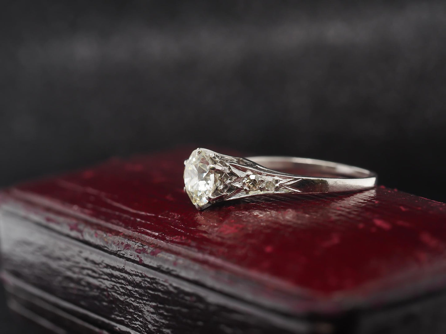 Circa 1920s Platinum Art Deco 1.06ct Old European Engagement Ring