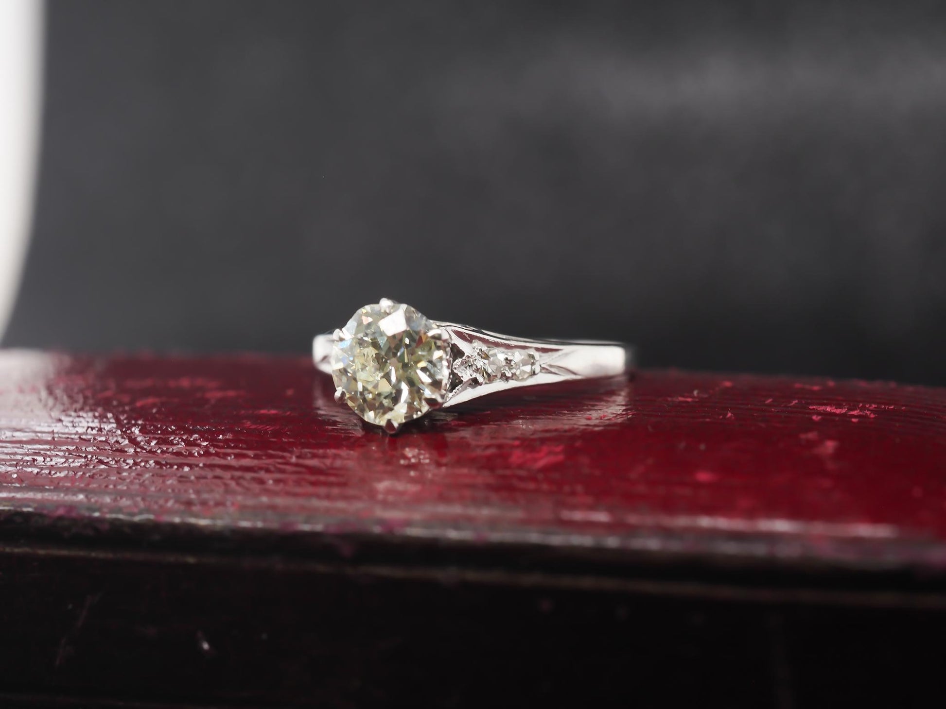 Circa 1920s Platinum Art Deco 1.06ct Old European Engagement Ring