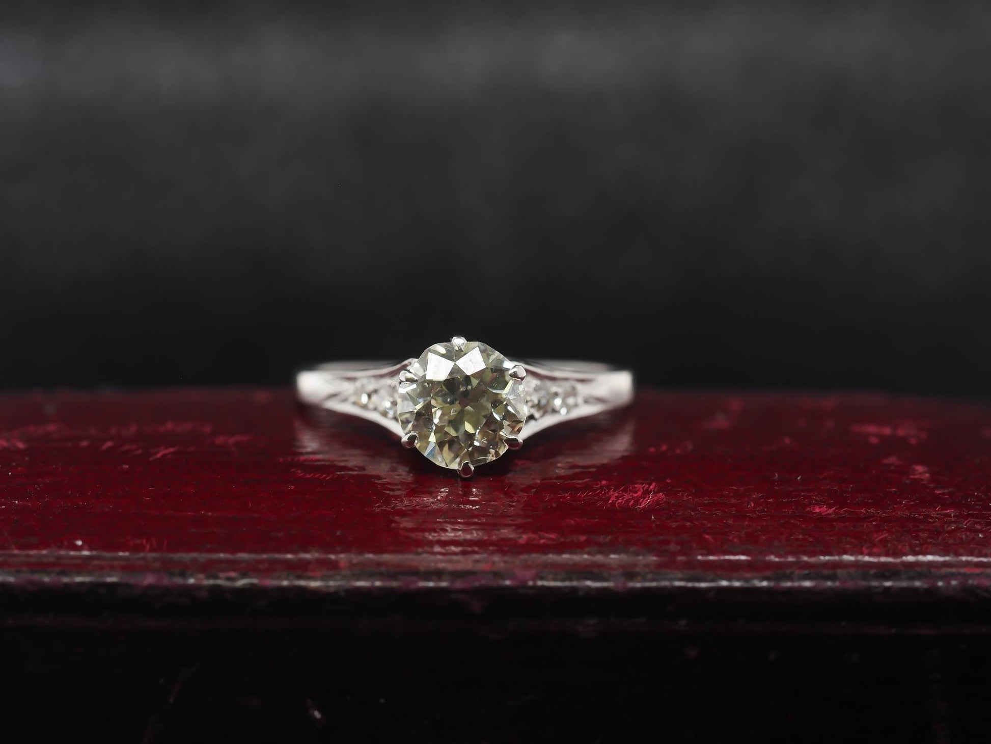 Circa 1920s Platinum Art Deco 1.06ct Old European Engagement Ring
