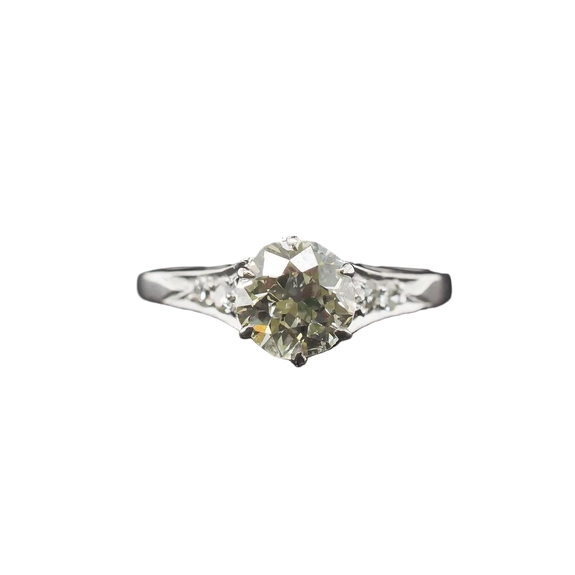 Circa 1920s Platinum Art Deco 1.06ct Old European Engagement Ring