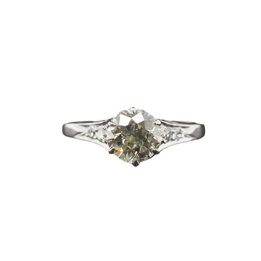 Circa 1920s Platinum Art Deco 1.06ct Old European Engagement Ring