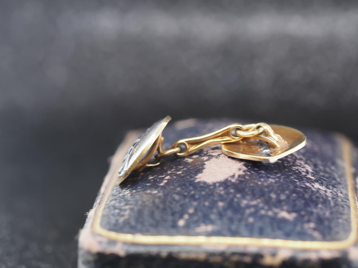 1920s Art Deco Platinum and Gold Sapphire Cufflinks