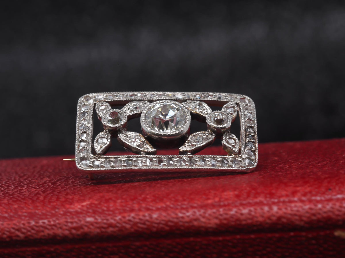 Edwardian Platinum and 10K Yellow Gold Brooch - VHK#157a