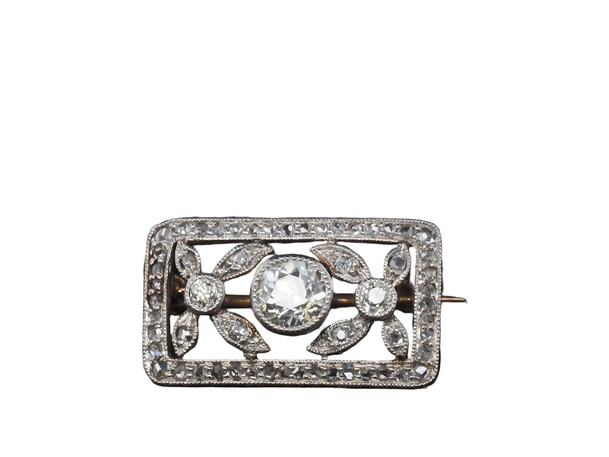 Edwardian Platinum and 10K Yellow Gold Brooch - VHK#157a