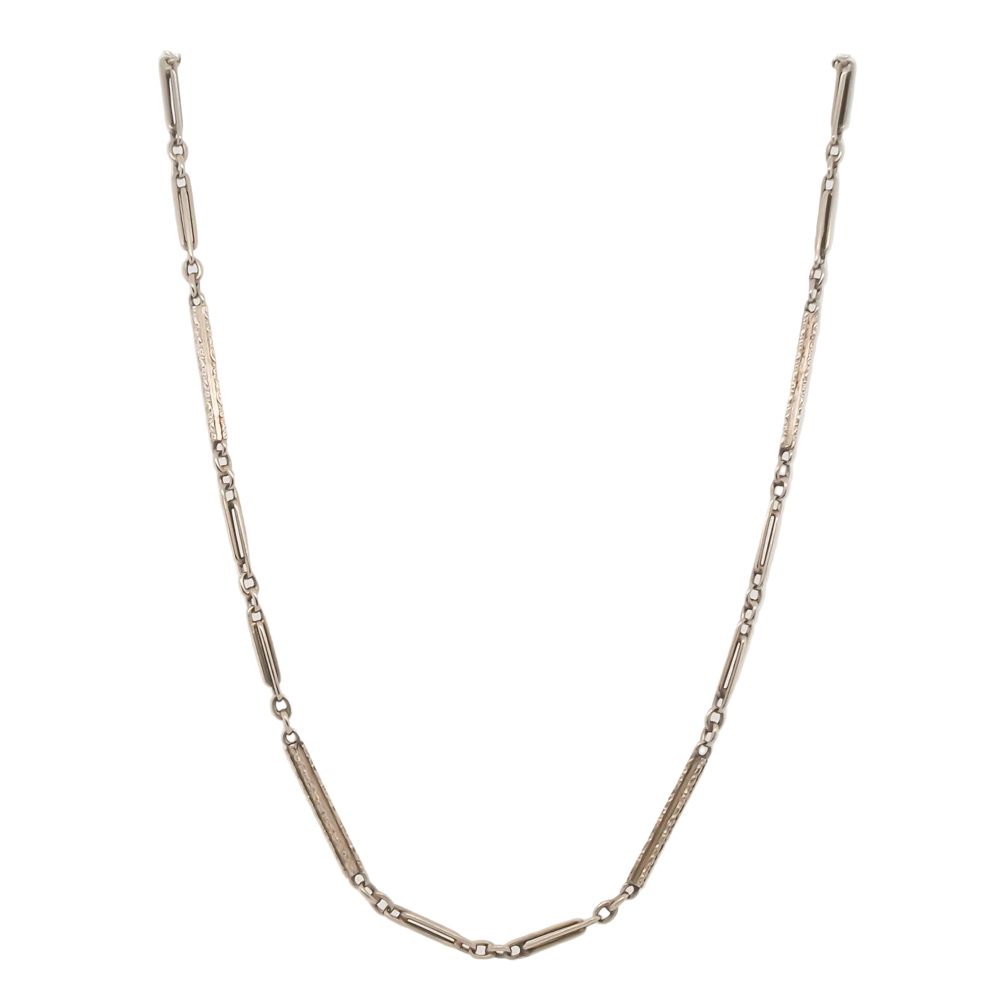 Circa 1929 stamped “LIBERTY” 14K White Gold Antique Chain 14.25 inch