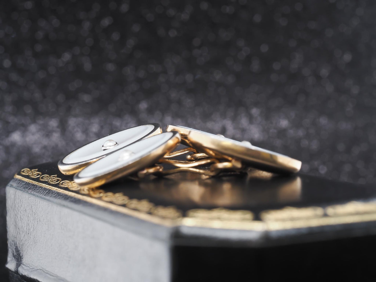 Art Deco 14K Yellow Gold Mother of Pearl Cufflinks