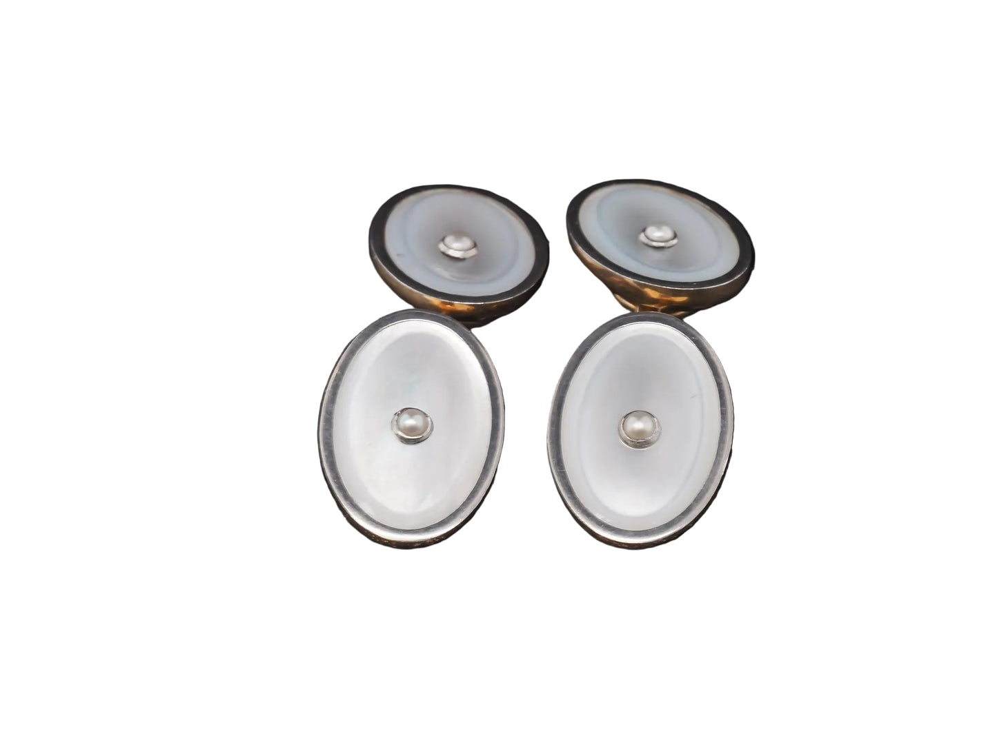Art Deco 14K Yellow Gold Mother of Pearl Cufflinks