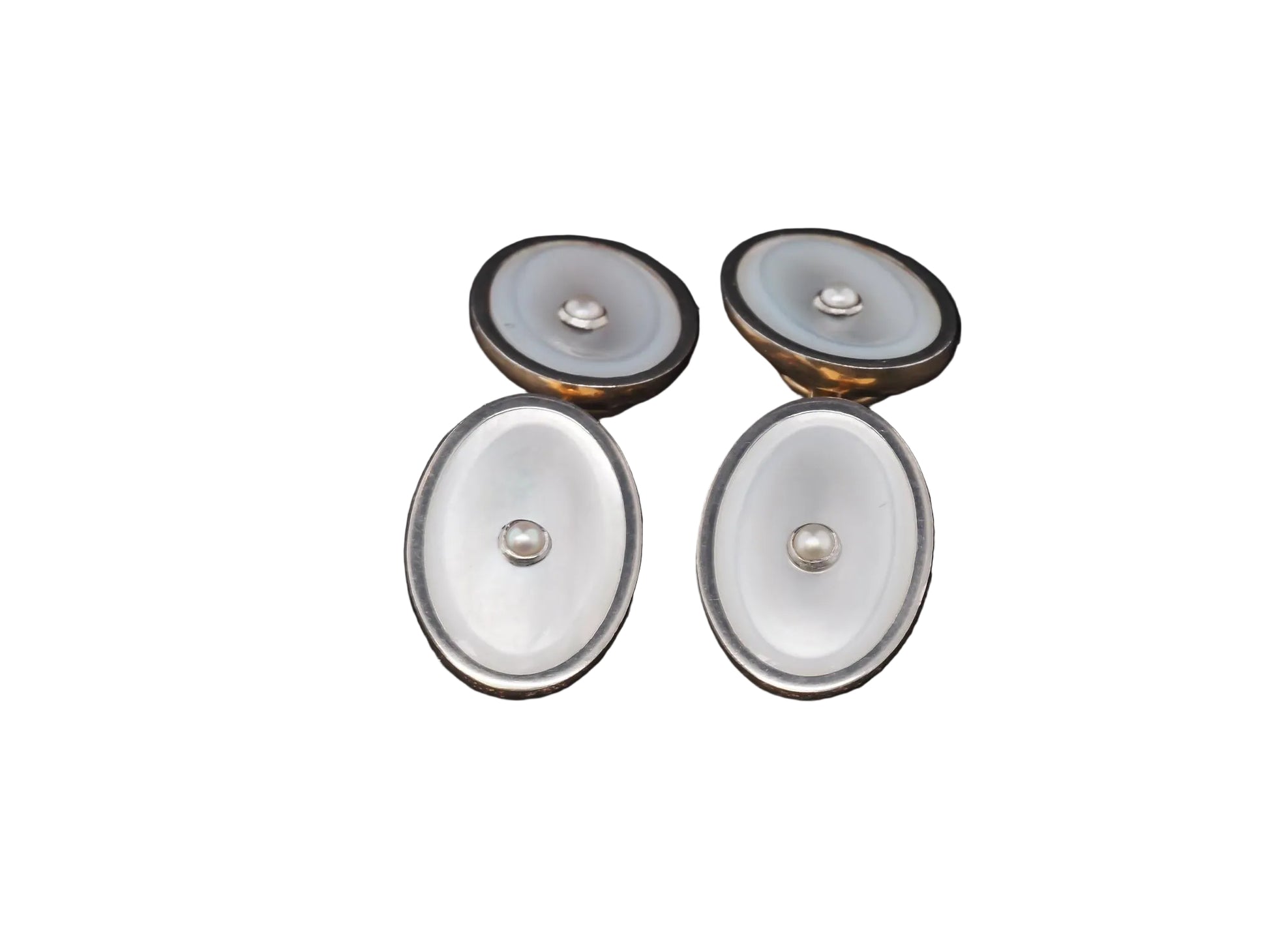 Art Deco 14K Yellow Gold Mother of Pearl Cufflinks