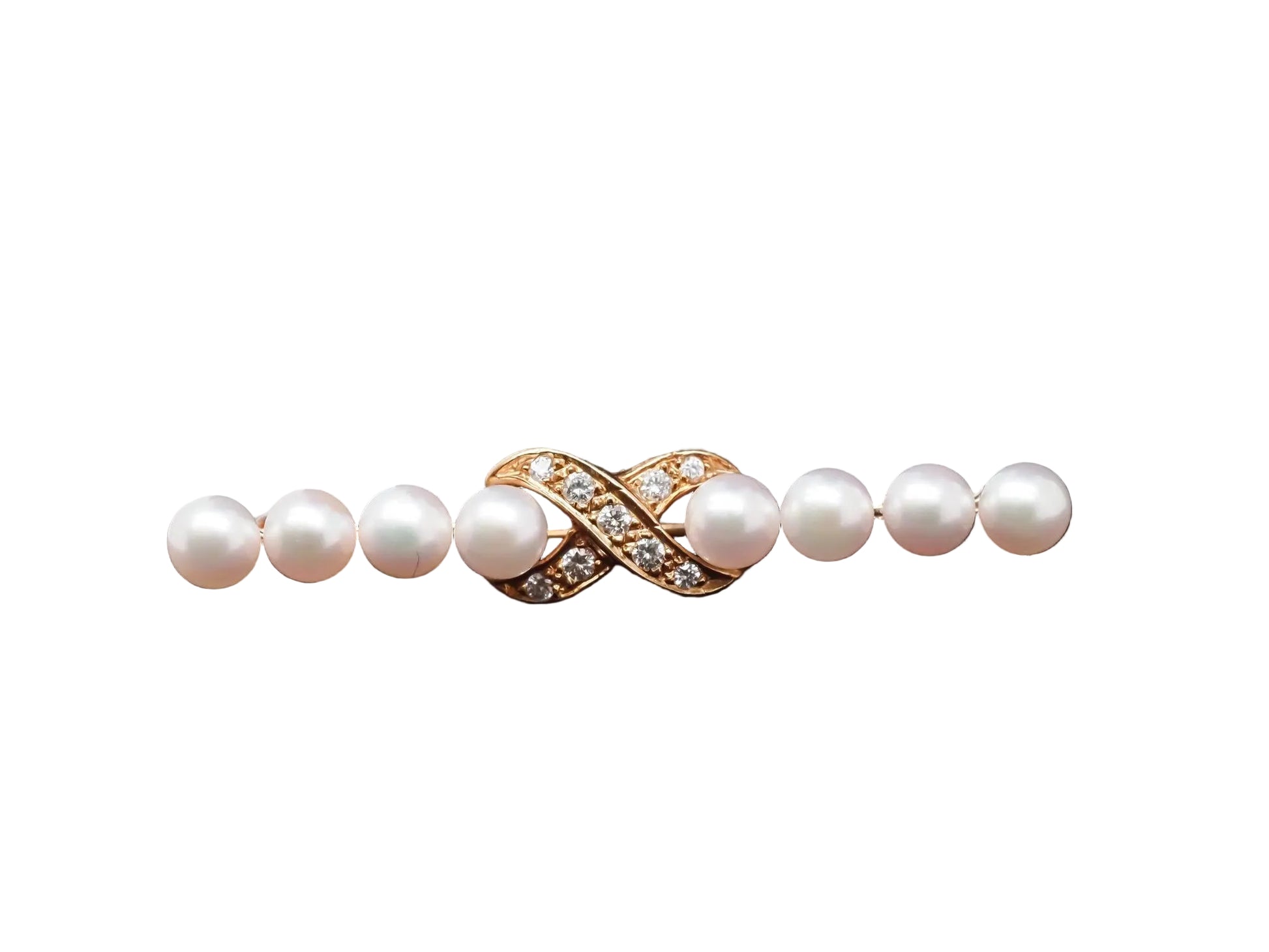 Vintage Tiffany & Co. 18K Yellow Gold Pearl and Diamond Brooch - VHK#867a