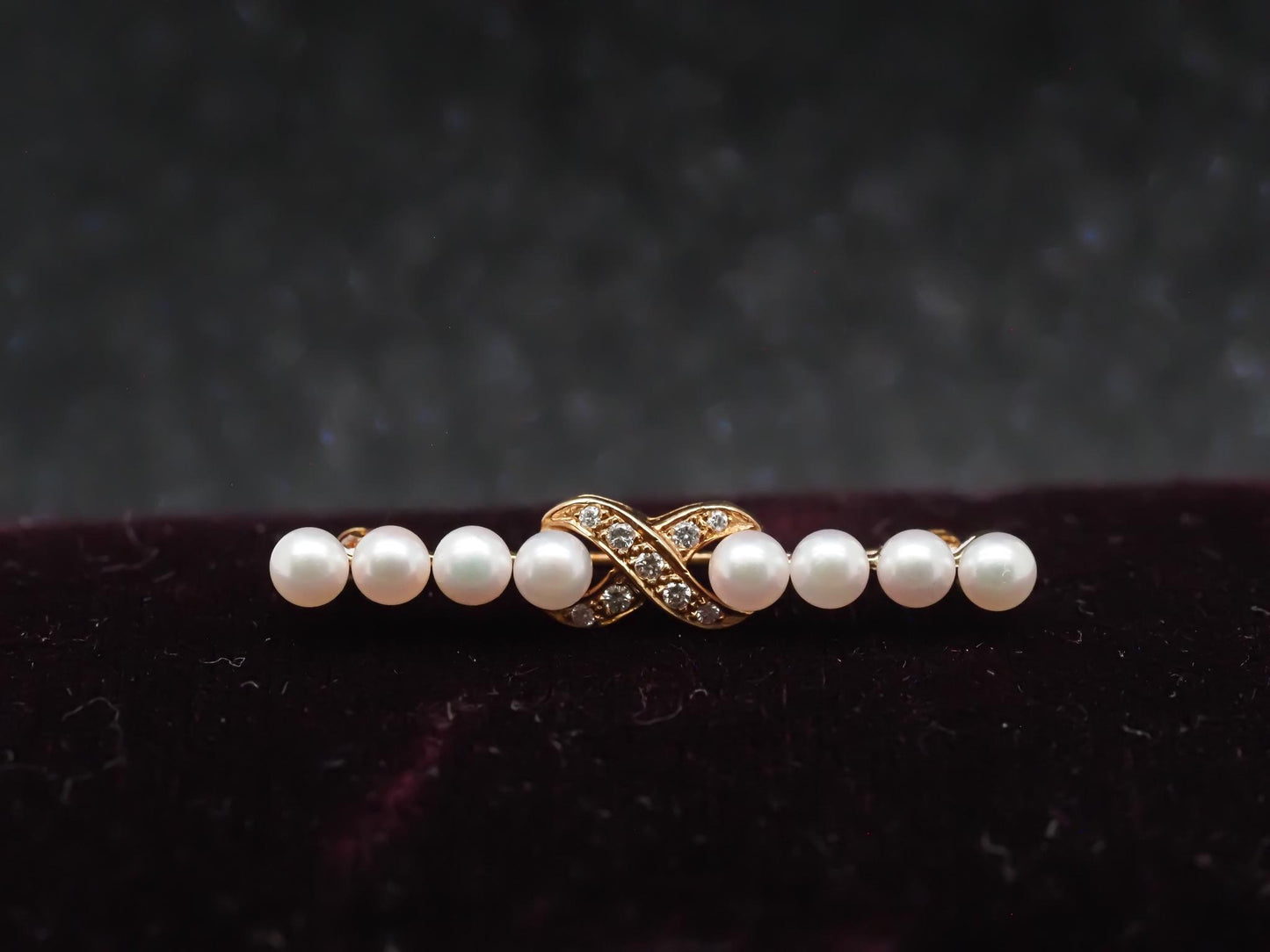 Vintage Tiffany & Co. 18K Yellow Gold Pearl and Diamond Brooch - VHK#867a