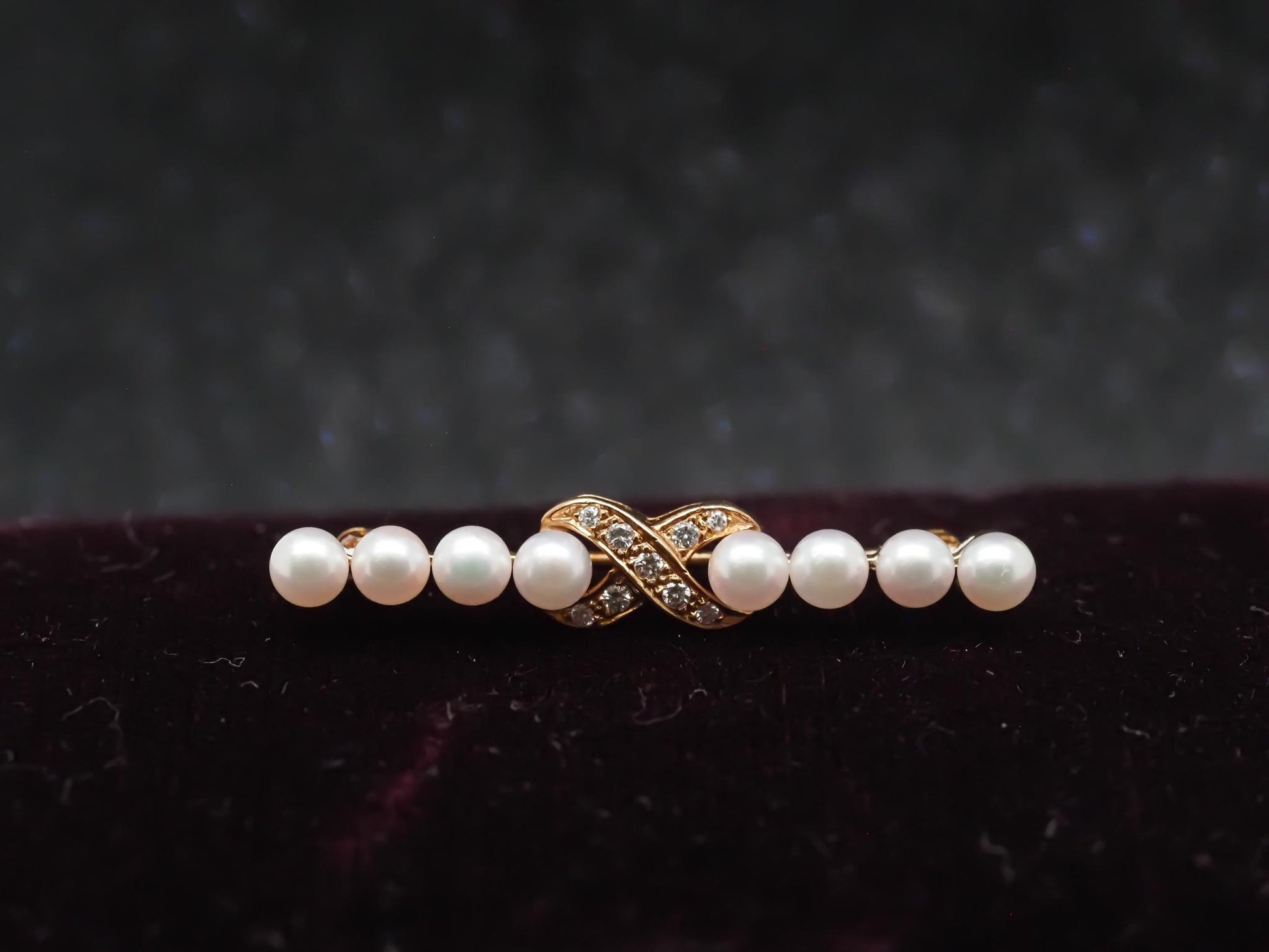 Vintage Tiffany & Co. 18K Yellow Gold Pearl and Diamond Brooch - VHK#867a