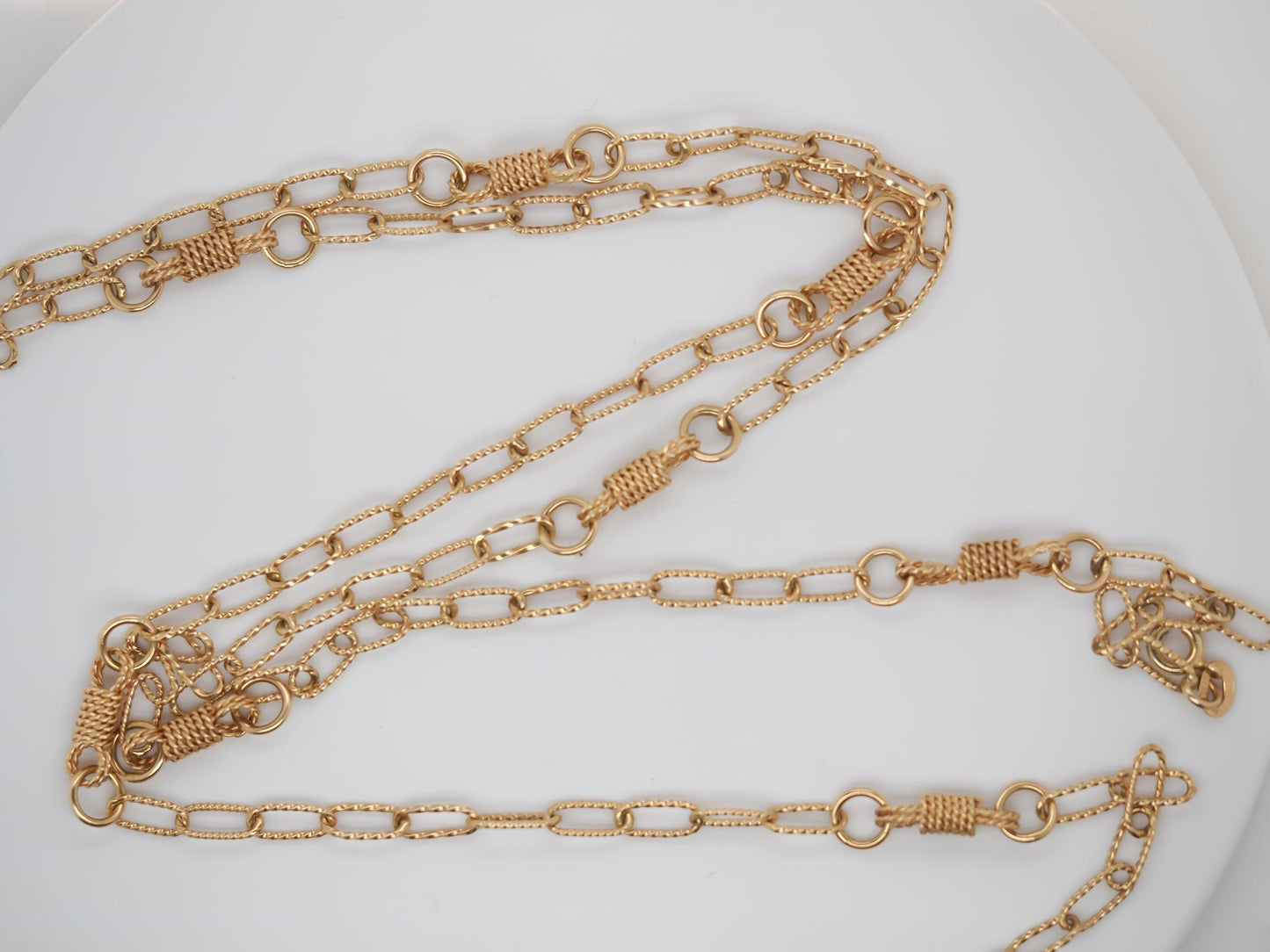 Vintage 14K Yellow Gold Antique Rope Knot Link Chain - VHK#837a