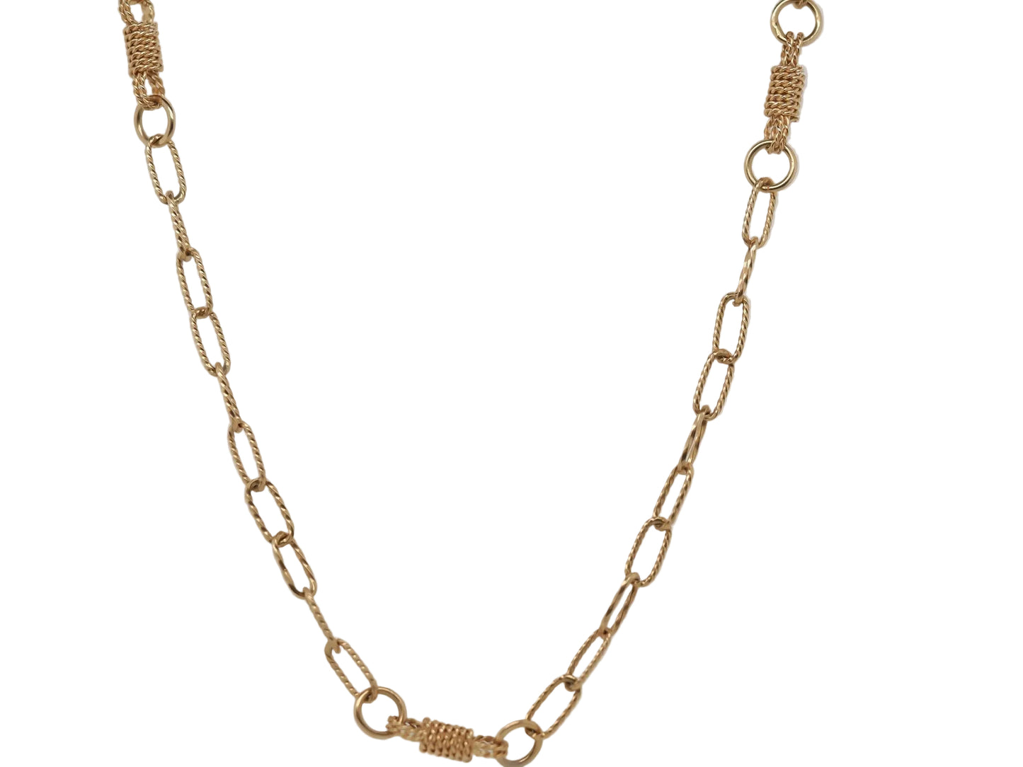Vintage 14K Yellow Gold Antique Rope Knot Link Chain - VHK#837a