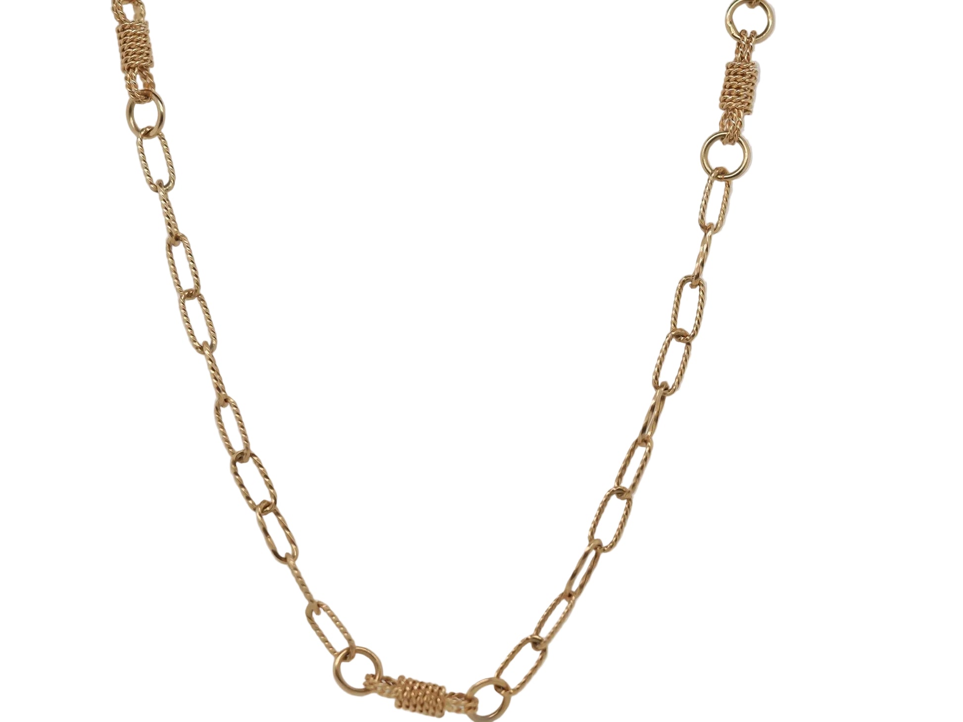 Vintage 14K Yellow Gold Antique Rope Knot Link Chain - VHK#837a