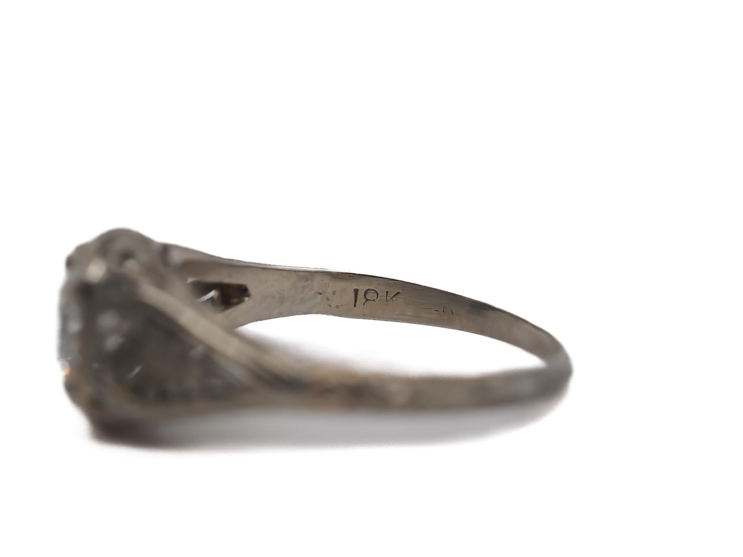 Antique Engagement Ring in 18K White Gold with .70ct Old European Cut Diamond