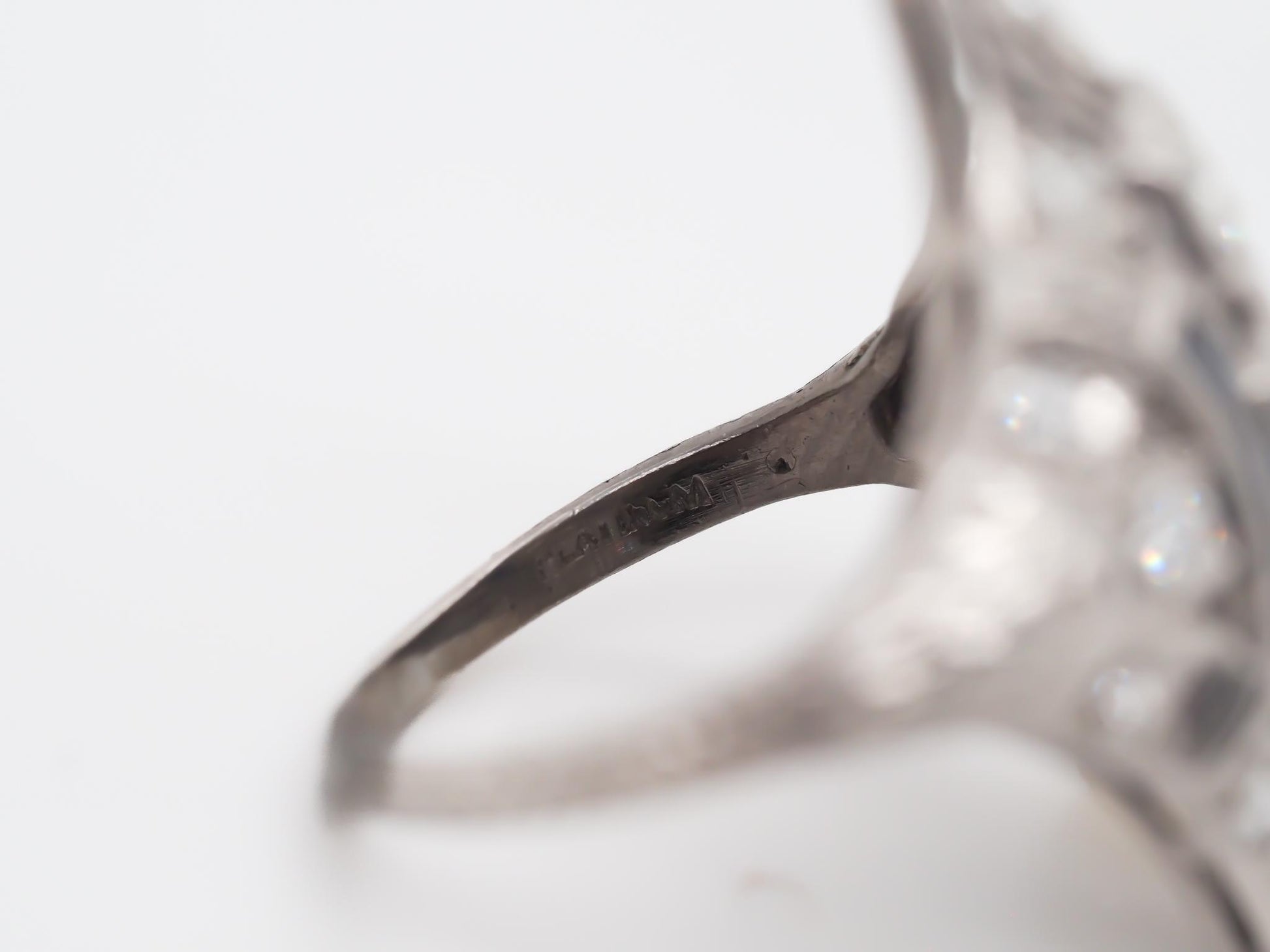 Art Deco Old European Cut Diamond and Sapphire Engagement Ring .85cttw