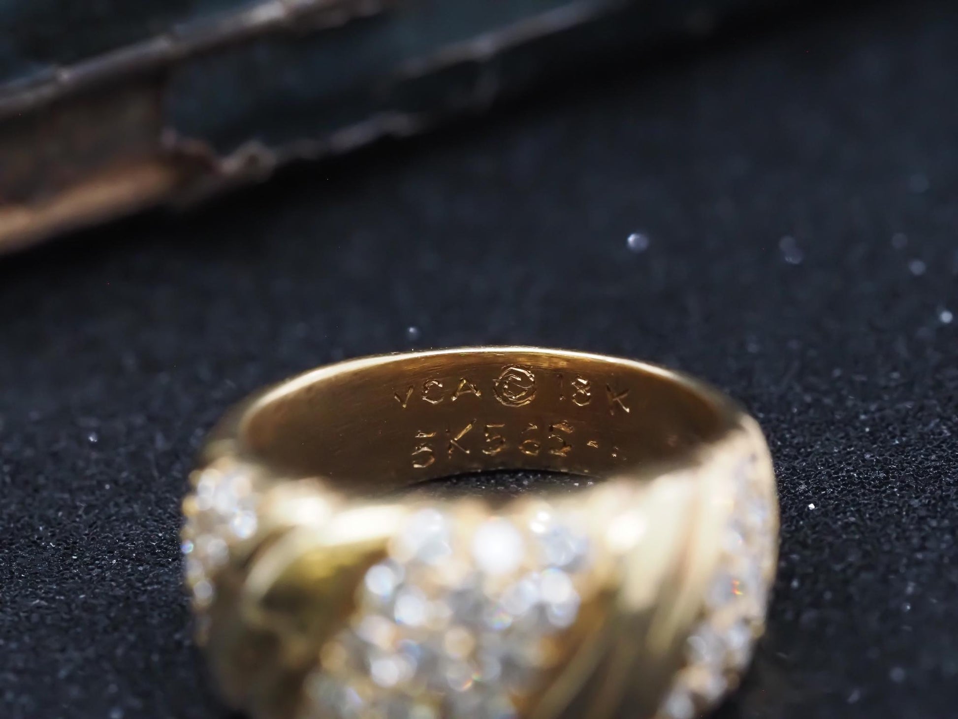 Vintage 18K Yellow Gold Van Cleef Arpels Diamond Swirl Ring