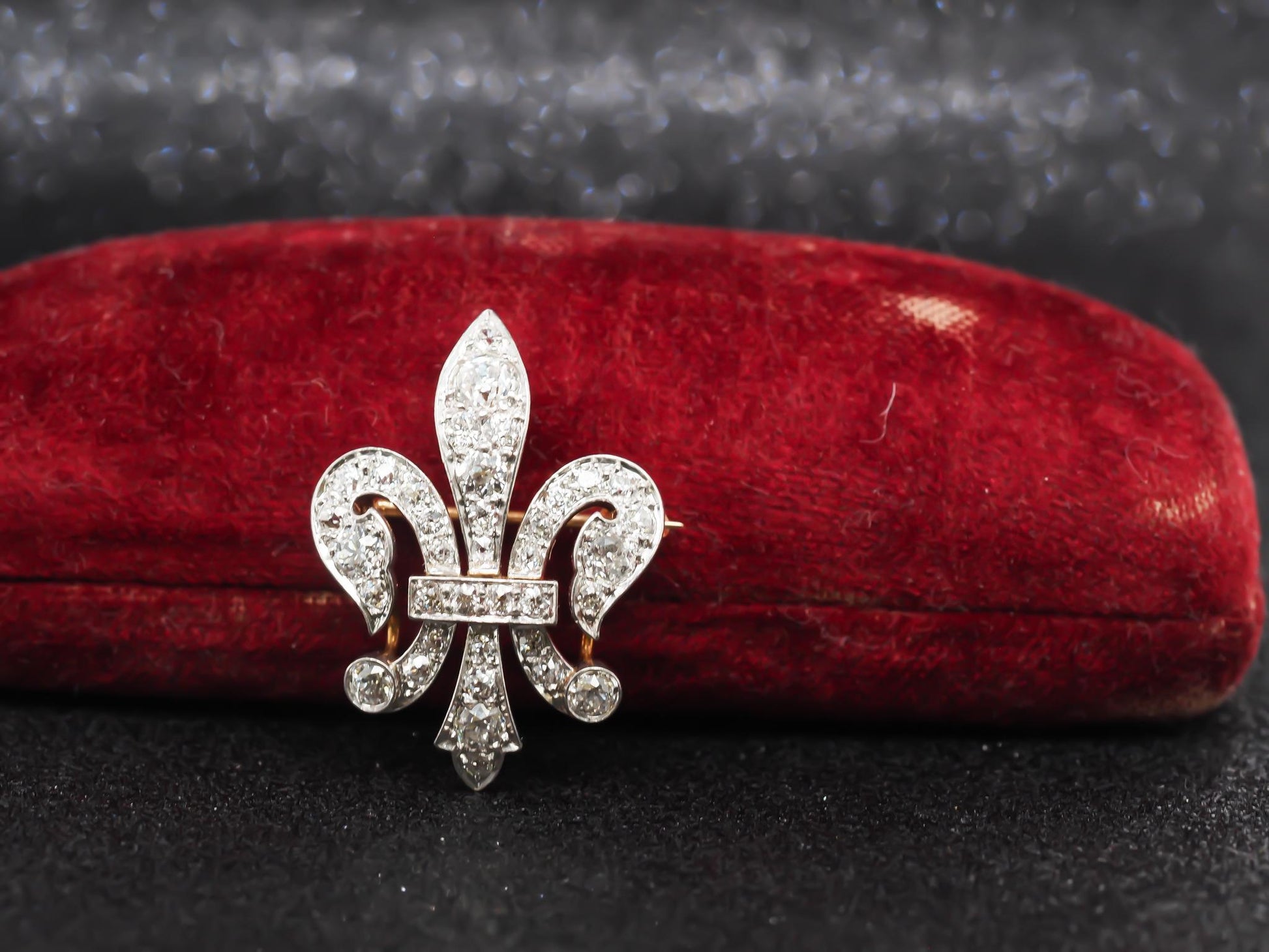 1892 18K Gold and Platinum Fleur-De-Lis Pendant and Brooch, Signed with Date