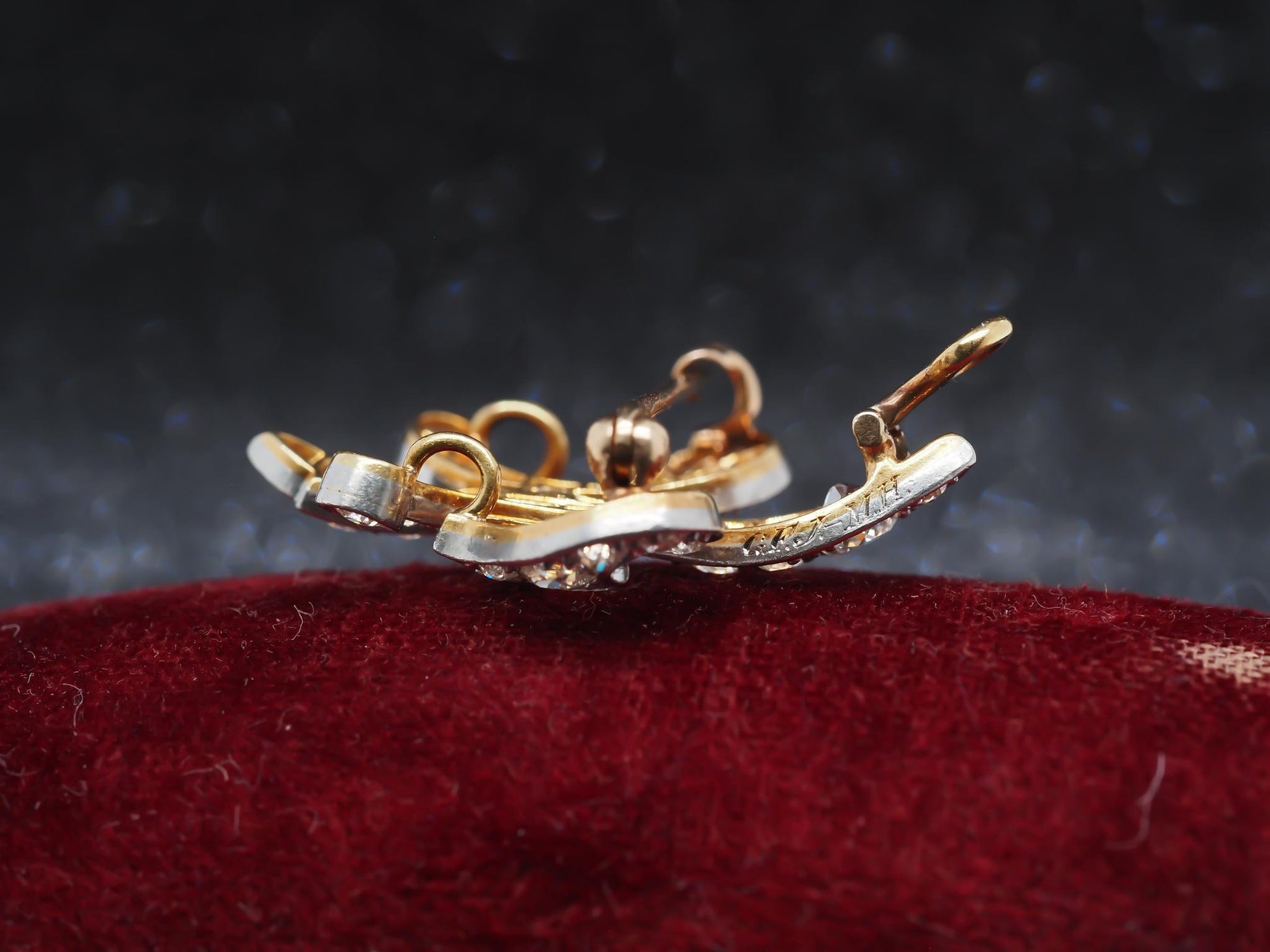 1892 18K Gold and Platinum Fleur-De-Lis Pendant and Brooch, Signed with Date