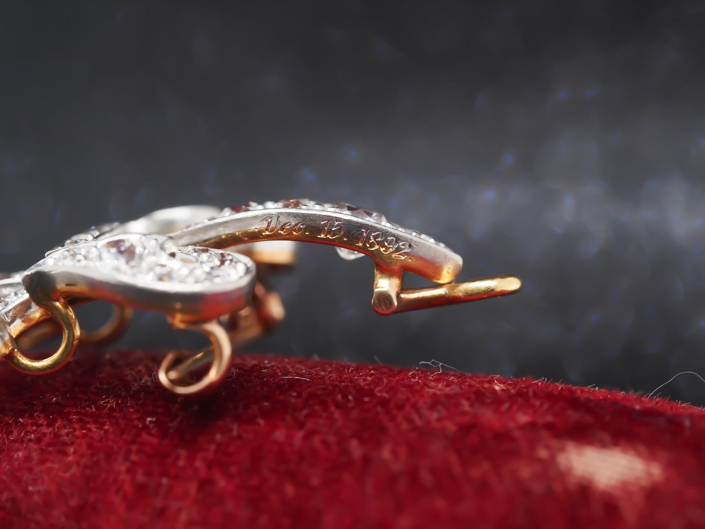 1892 18K Gold and Platinum Fleur-De-Lis Pendant and Brooch, Signed with Date