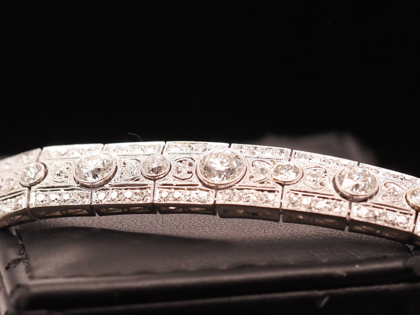 Circa 1920s Platinum Art Deco 10ct Old European Diamond Bracelet
