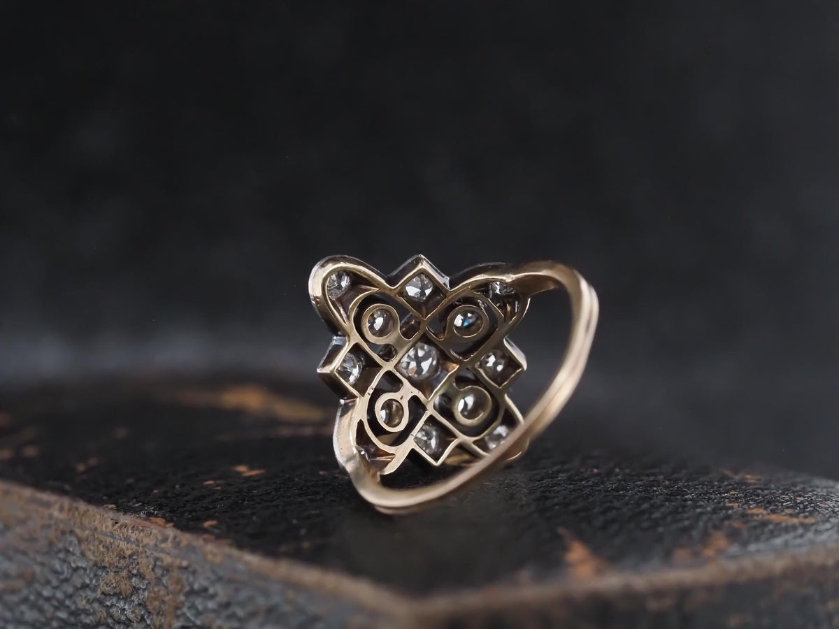 Circa 1920s Art Deco Gold & Platinum Old European Diamond Ring