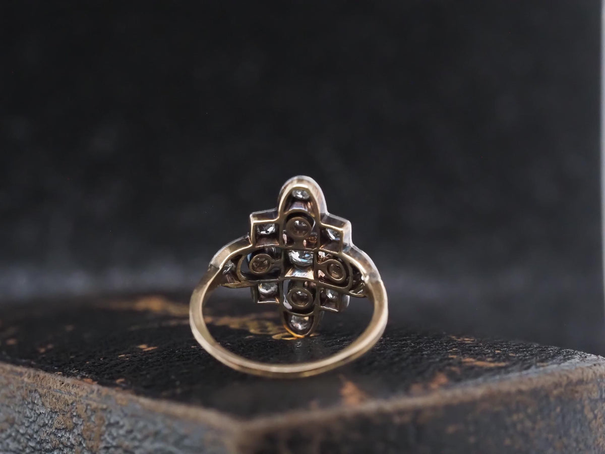 Circa 1920s Art Deco Gold & Platinum Old European Diamond Ring