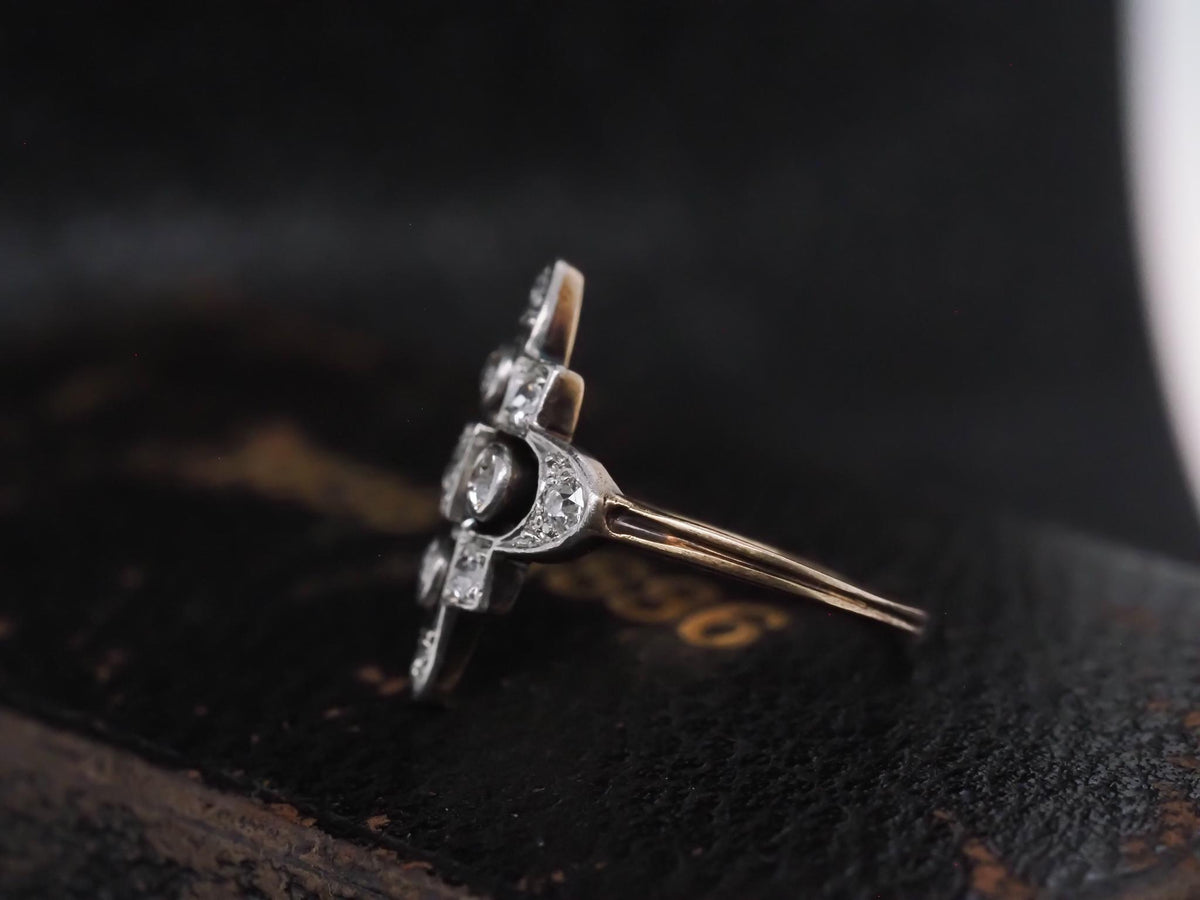 Circa 1920s Art Deco Gold & Platinum Old European Diamond Ring