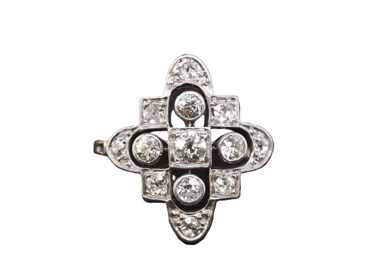 Circa 1920s Art Deco Gold & Platinum Old European Diamond Ring