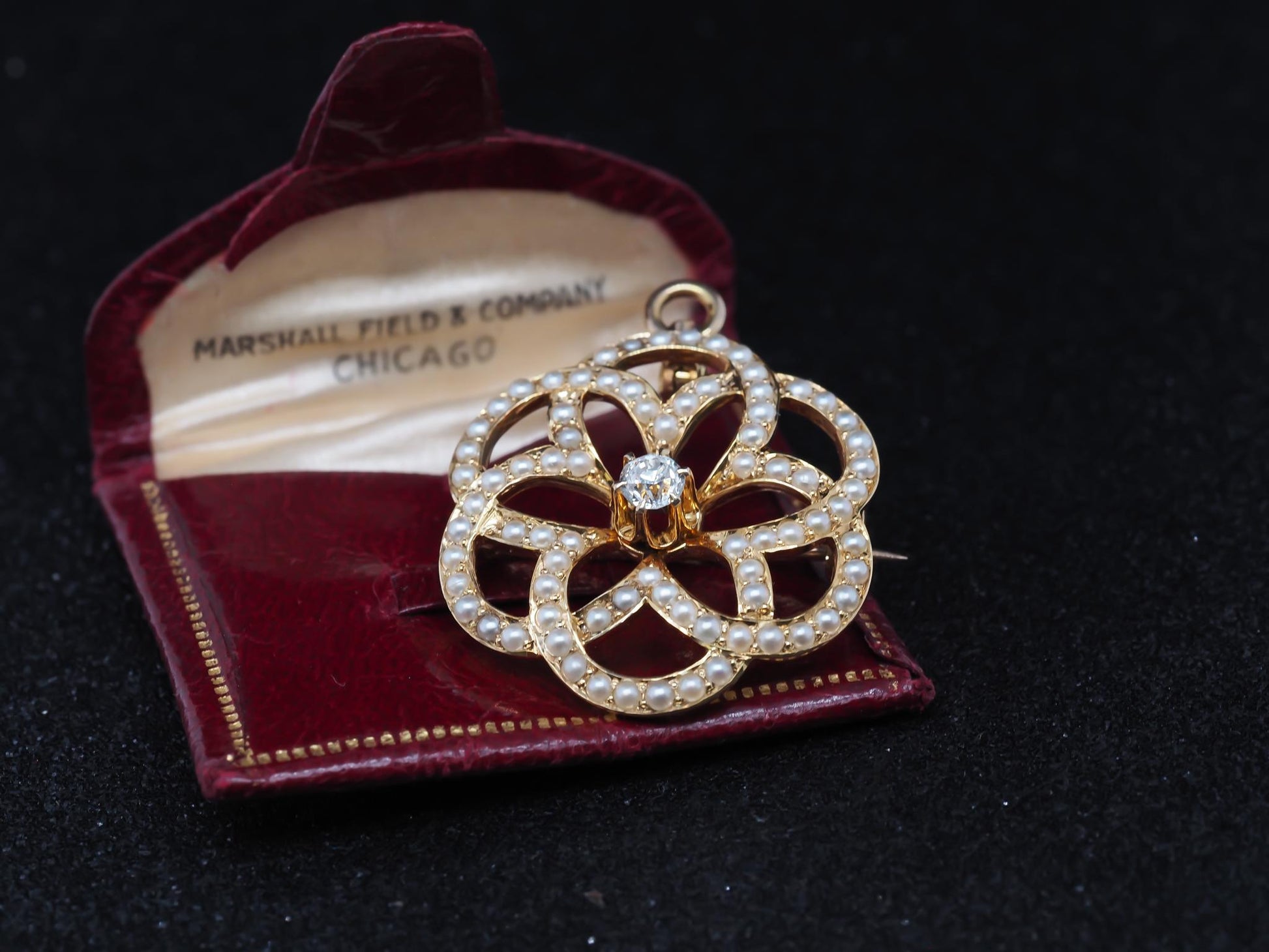 Estate Edwardian 14K Pendant and Brooch with Old Mine Diamond and Pearls - VHK#