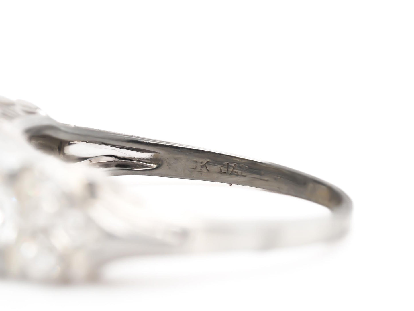 1920s Platinum Art Deco Antique Step Cut Diamond Engagement Ring - VEG#32