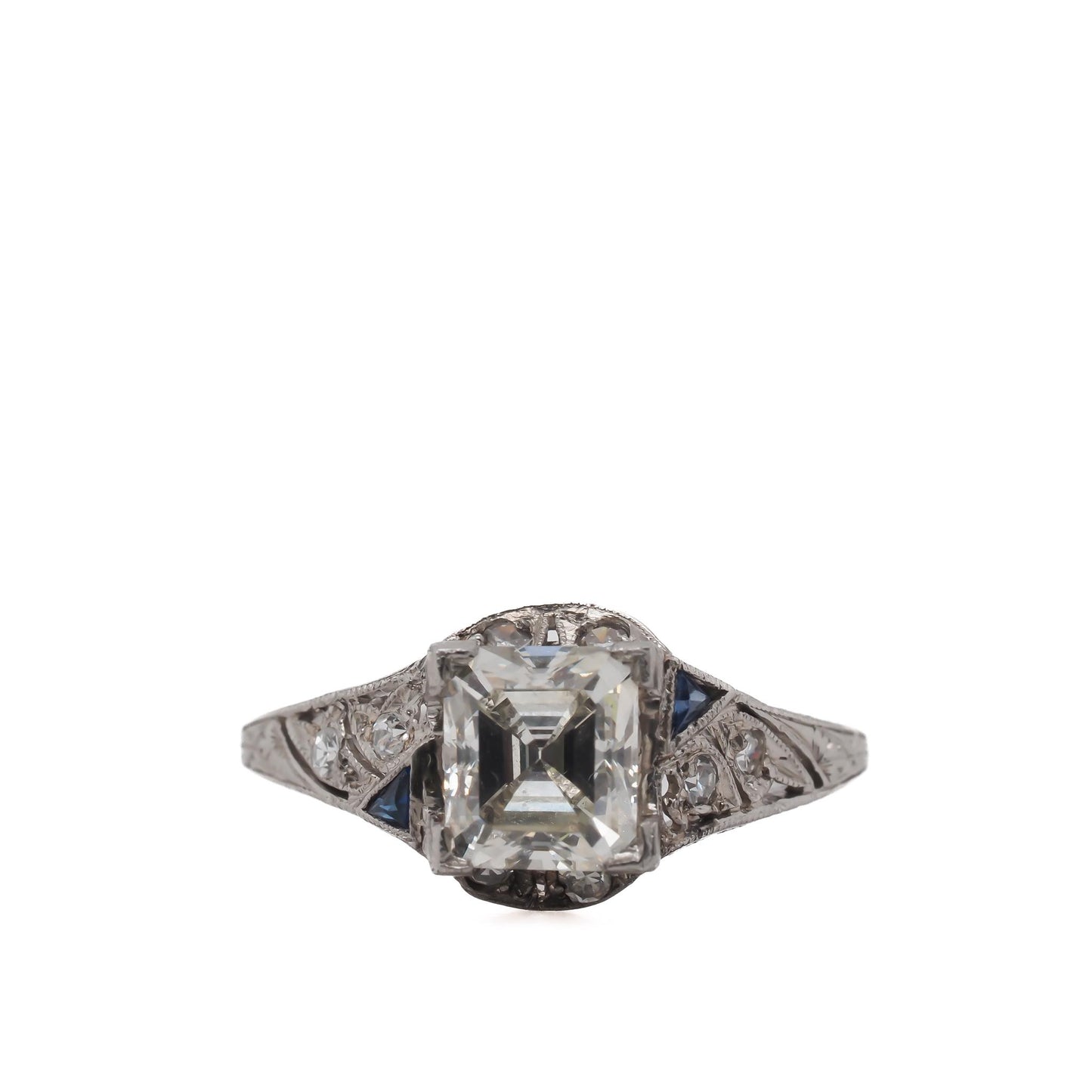 1920s Platinum Art Deco Antique Step Cut Diamond Engagement Ring - VEG#32