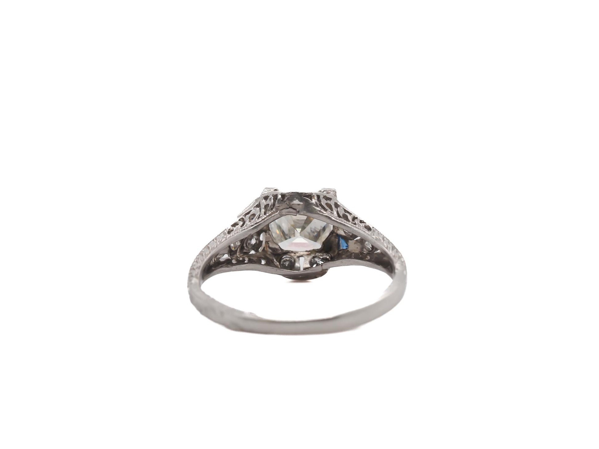 1920s Platinum Art Deco Antique Step Cut Diamond Engagement Ring - VEG#32