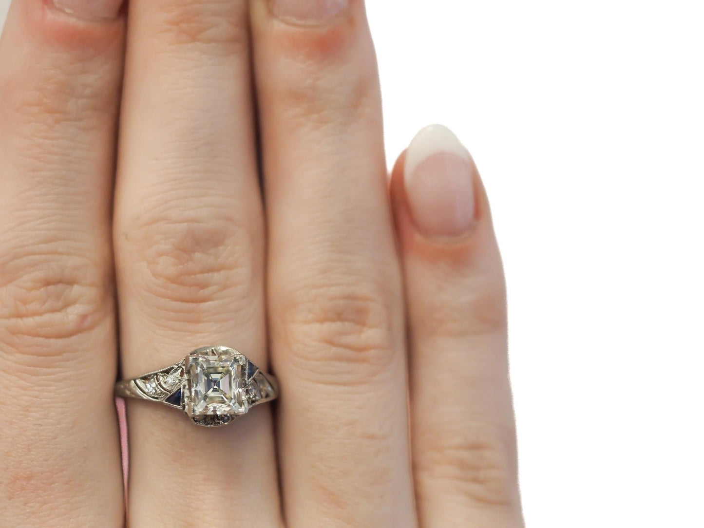 1920s Platinum Art Deco Antique Step Cut Diamond Engagement Ring - VEG#32