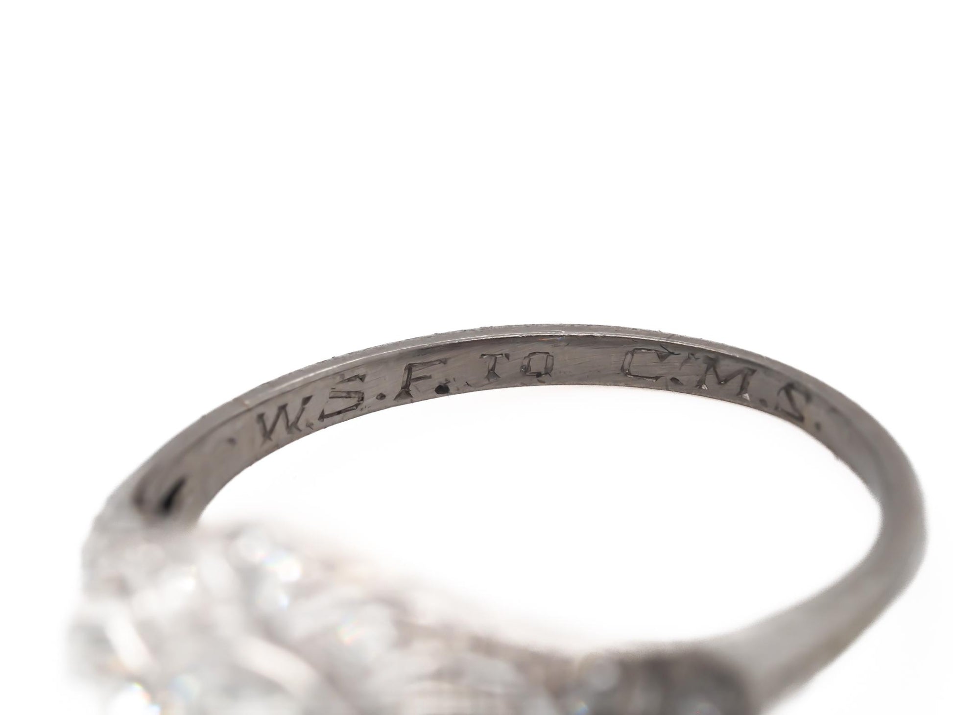 1920s Platinum 3 Stone Old European Diamond Engagement Ring - VEG#26b