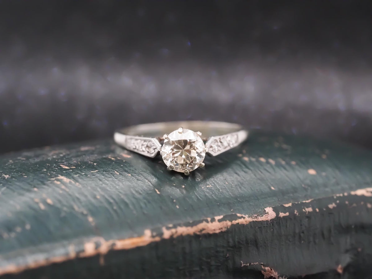 Estate 18K White Gold .80ct Old European Diamond Engagement Ring - VHK#268a