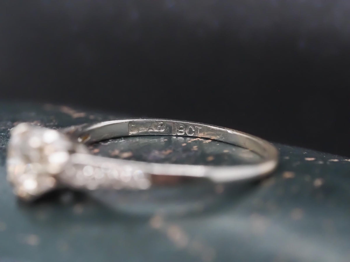 Estate 18K White Gold .80ct Old European Diamond Engagement Ring - VHK#268a
