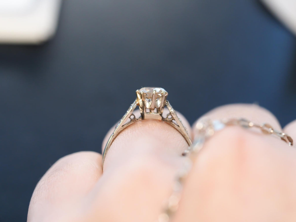 Estate 18K White Gold .80ct Old European Diamond Engagement Ring - VHK#268a