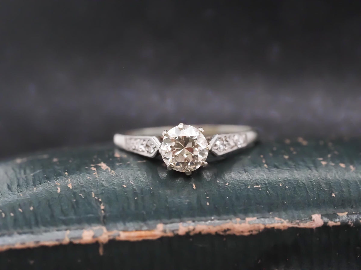 Estate 18K White Gold .80ct Old European Diamond Engagement Ring - VHK#268a