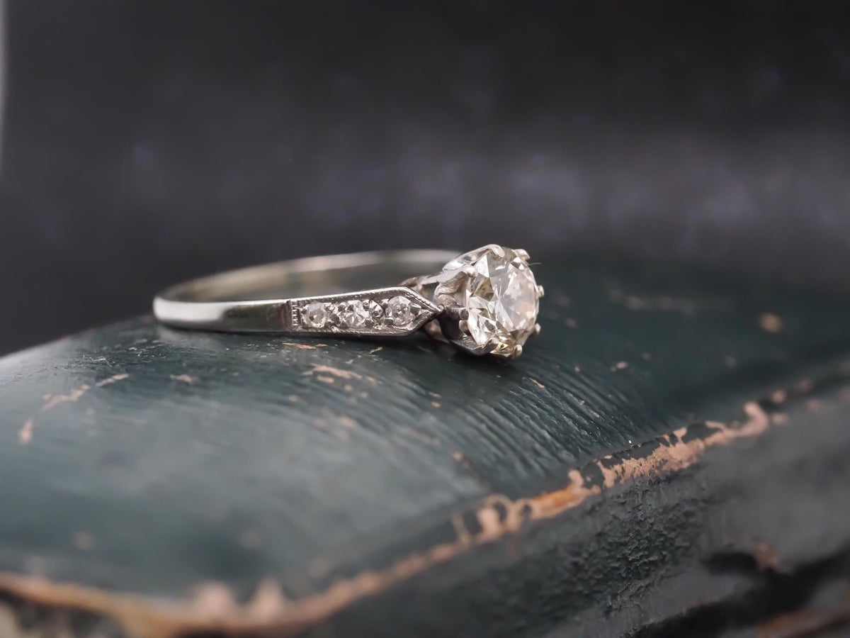 Estate 18K White Gold .80ct Old European Diamond Engagement Ring - VHK#268a