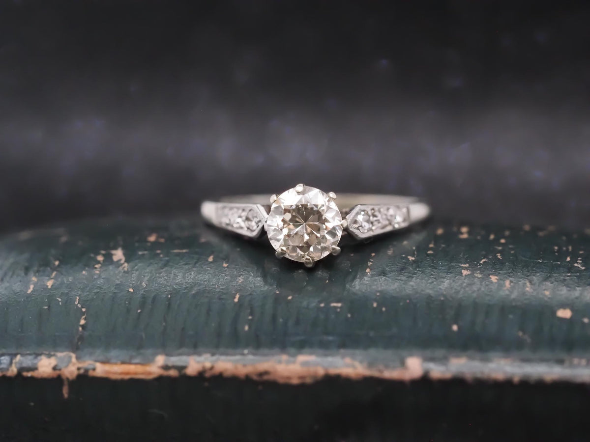 Estate 18K White Gold .80ct Old European Diamond Engagement Ring - VHK#268a