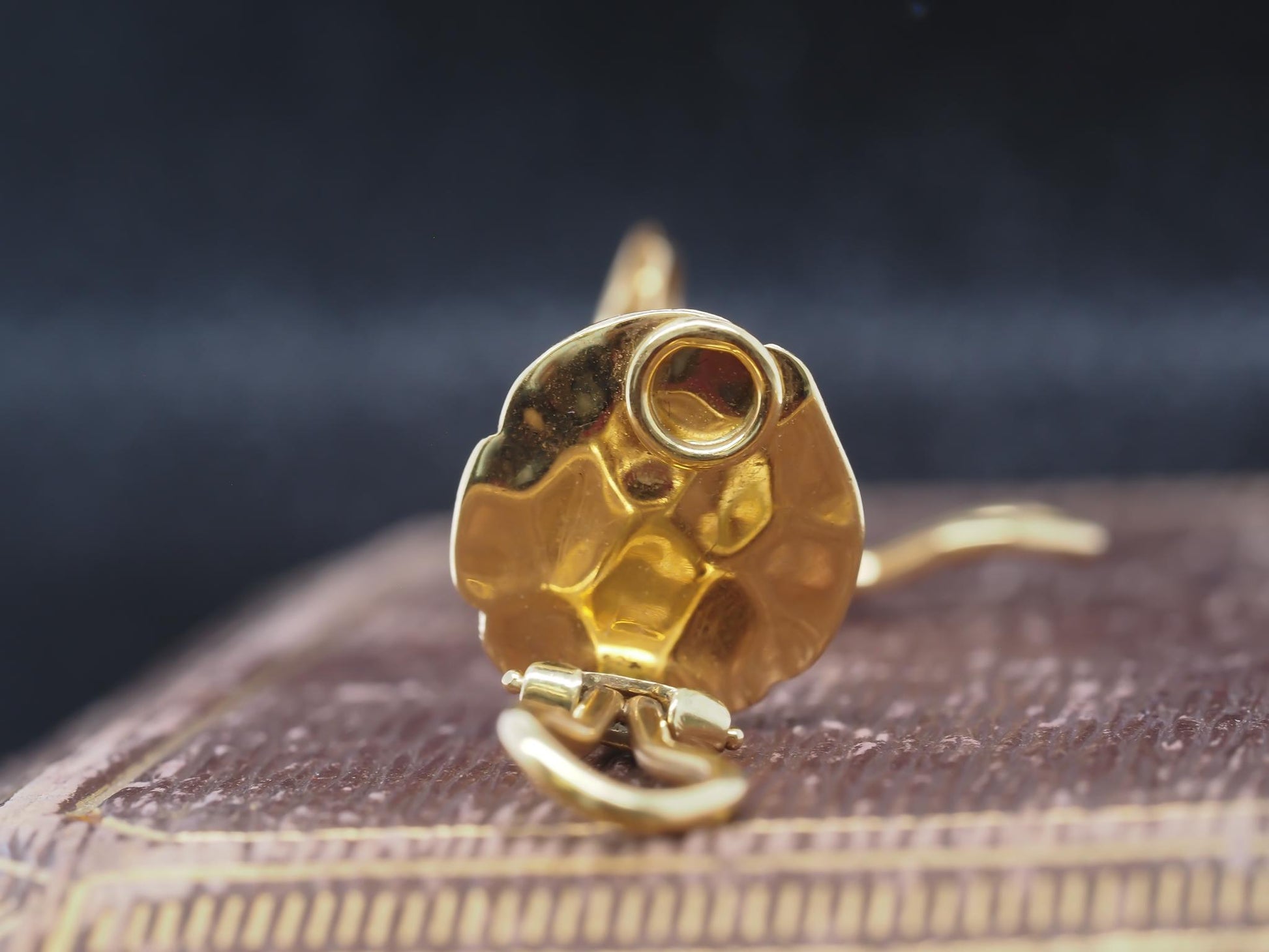 Estate Tiffany & Co. 18K Yellow Gold Frog on Lilly Pad Earrings - VHK#987