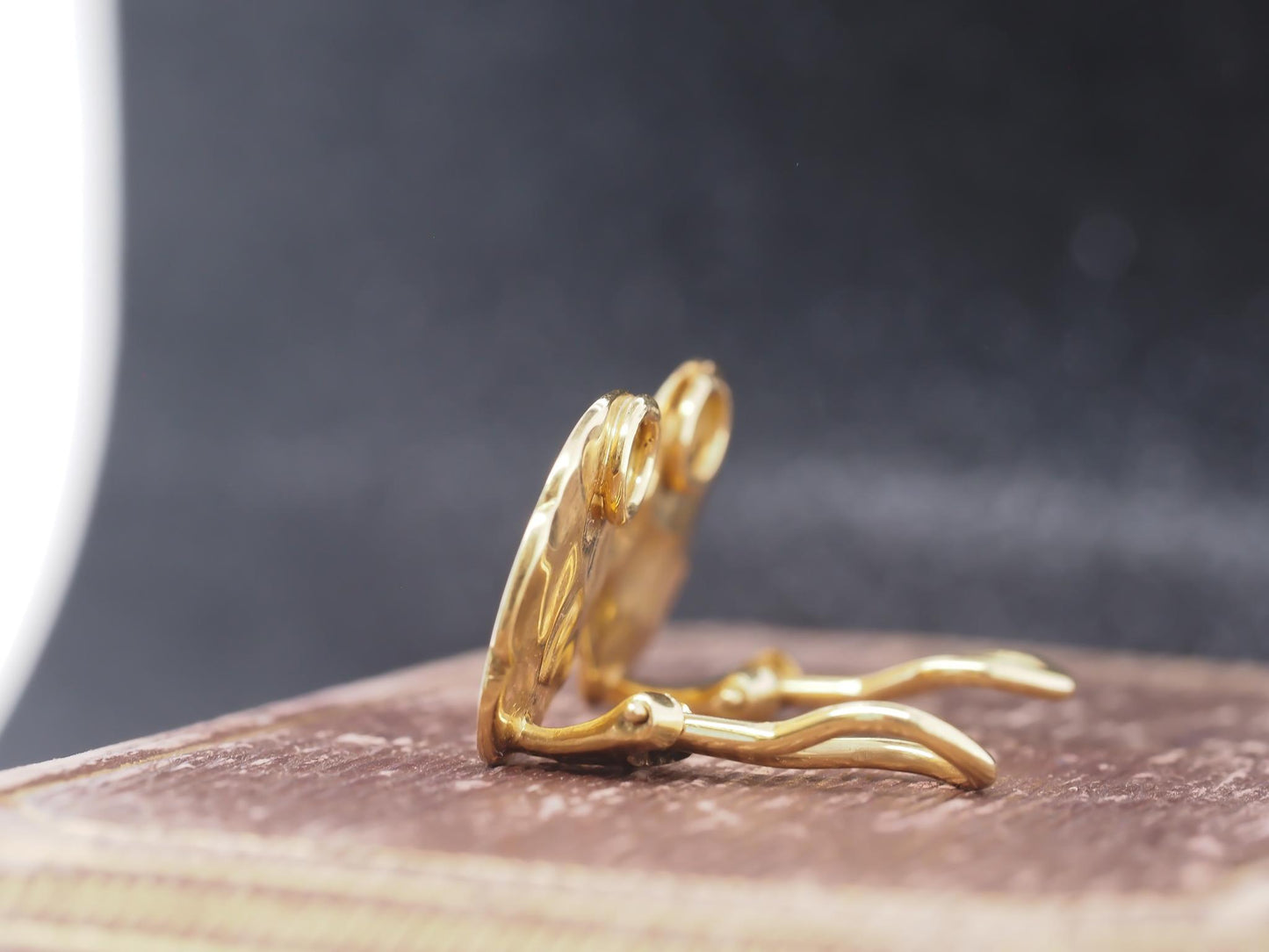 Estate Tiffany & Co. 18K Yellow Gold Frog on Lilly Pad Earrings - VHK#987