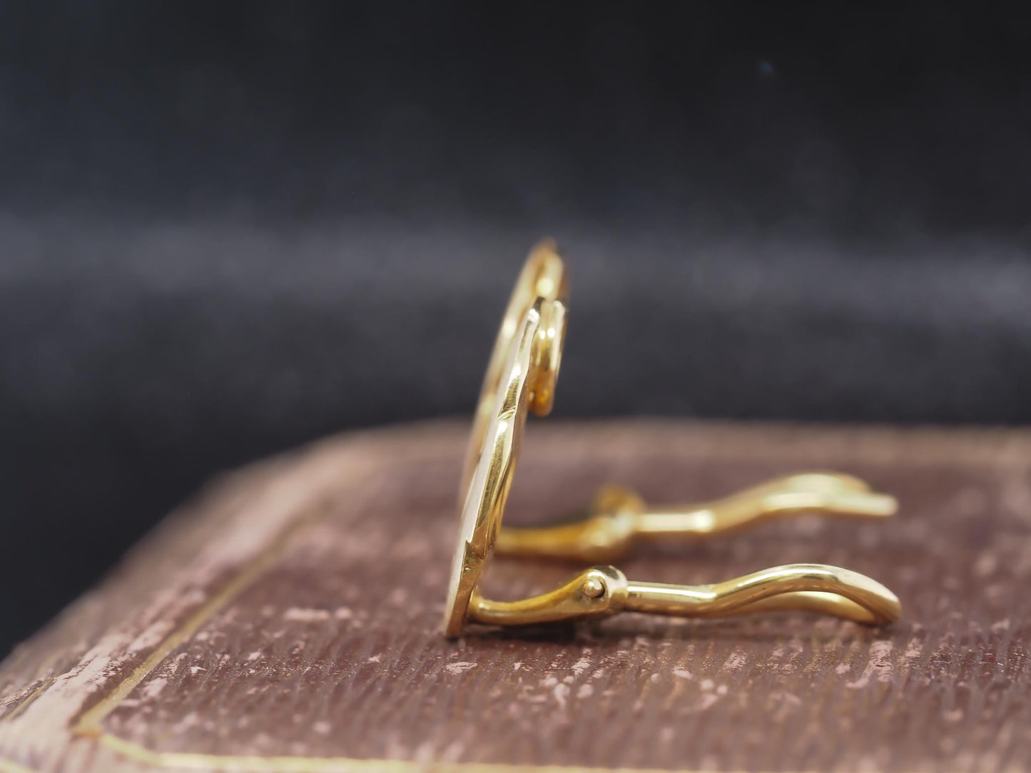 Estate Tiffany & Co. 18K Yellow Gold Frog on Lilly Pad Earrings - VHK#987