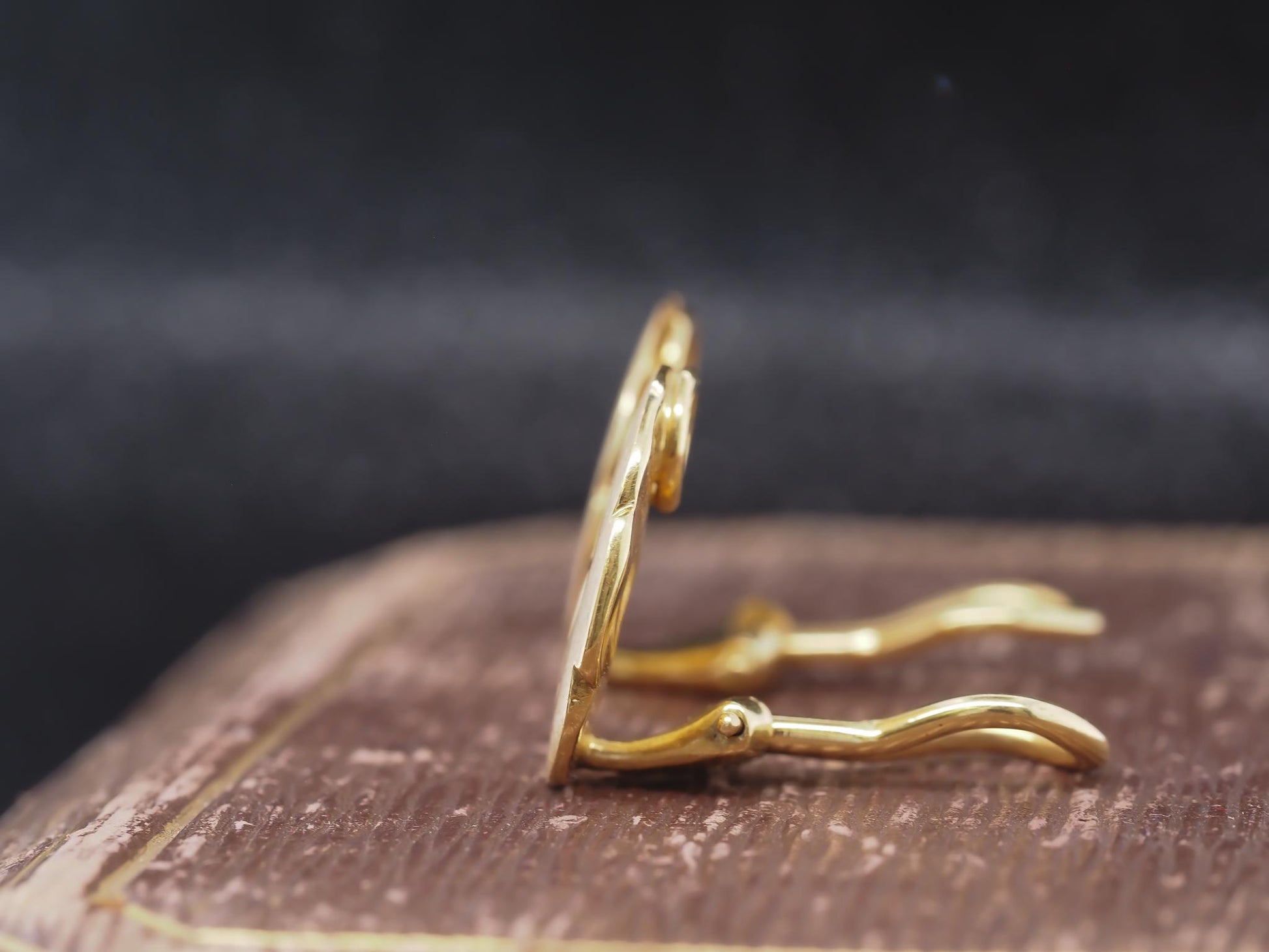 Estate Tiffany & Co. 18K Yellow Gold Frog on Lilly Pad Earrings - VHK#987