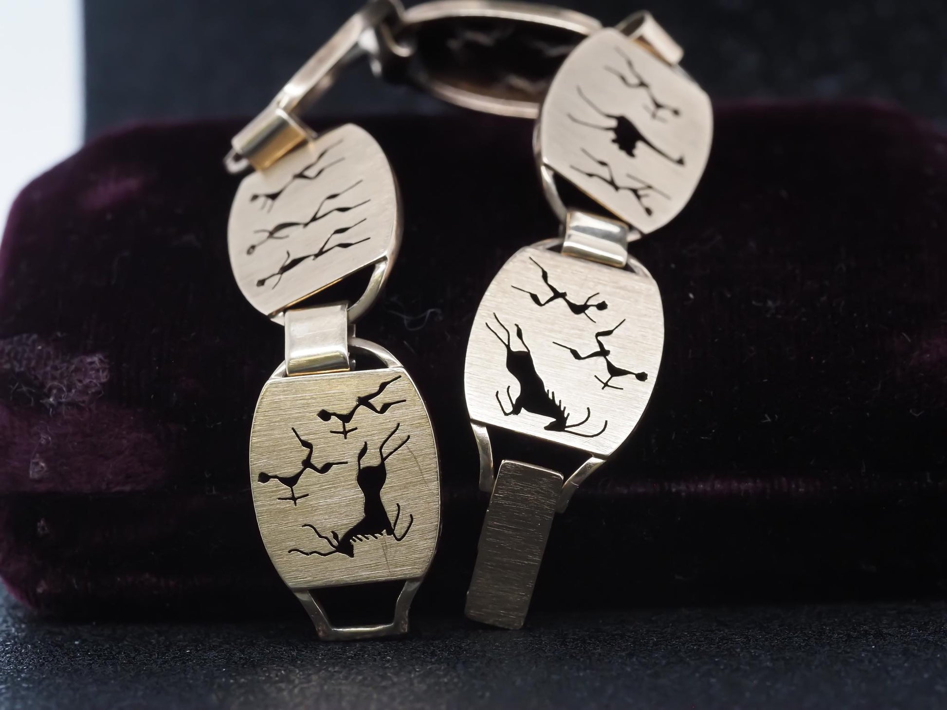 Estate South Africa 9kt Yellow Gold Tribal Art Bracelet - VHK#964