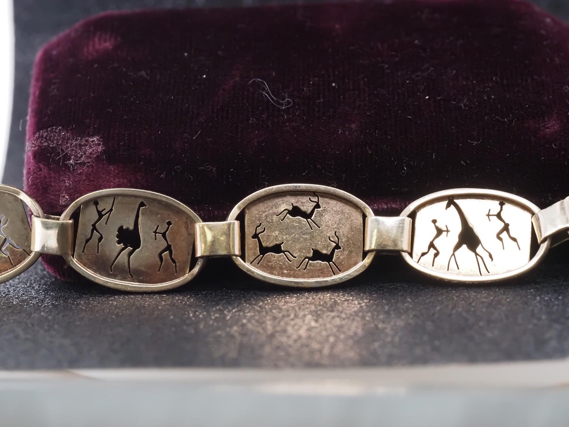 Estate South Africa 9kt Yellow Gold Tribal Art Bracelet - VHK#964