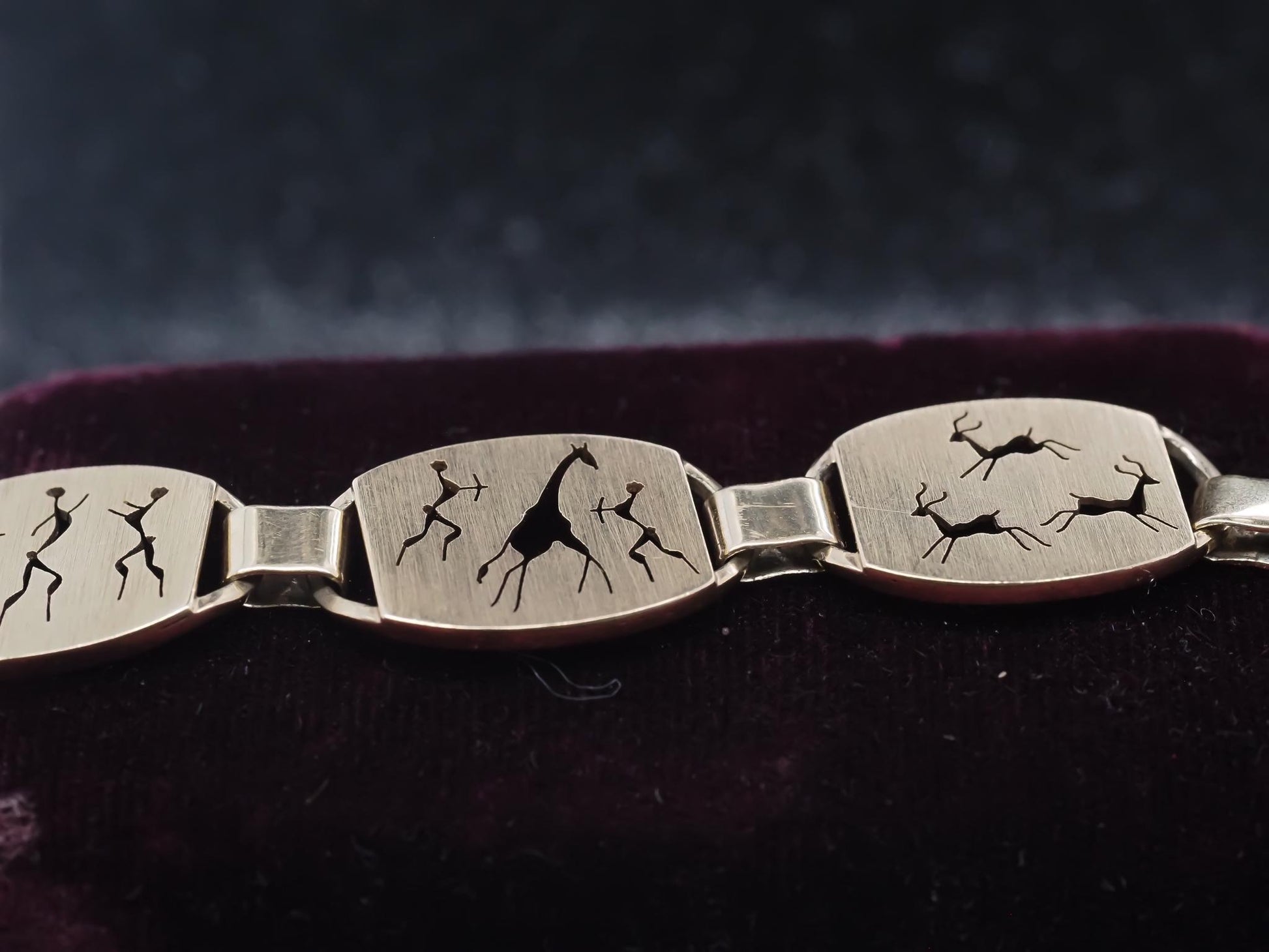 Estate South Africa 9kt Yellow Gold Tribal Art Bracelet - VHK#964